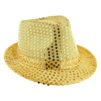 Carnaval verkleed hoedje   Trilby   goud   glitter pailletten   heren/dames   Carnaval