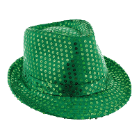 Carnaval verkleed hoedje   Trilby   groen   glitter pailletten   heren/dames   Carnaval