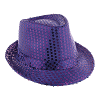 Carnaval verkleed hoedje   Trilby   paars   glitter pailletten   heren/dames   Carnaval