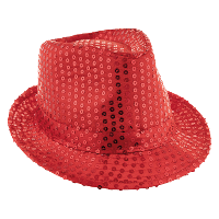 Carnaval verkleed hoedje   Trilby   rood   glitter pailletten   heren/dames   Carnaval