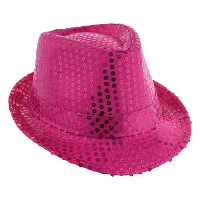 Carnaval verkleed hoedje   Trilby   roze   glitter pailletten   heren/dames   Carnaval