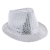 Carnaval verkleed hoedje   Trilby   zilver   glitter pailletten   heren/dames   Carnaval