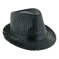 Carnaval verkleed hoedje   Trilby   zwart   glitter pailletten   heren/dames   Carnaval