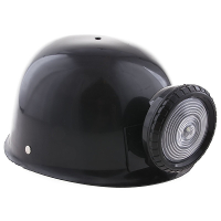 Carnaval verkleed mijnwerkers helm   zwart   kunststof   volwassenen   met echt licht   23 x 20 cm