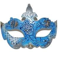 Carnaval verkleed oogmasker met bloemen   blauw   volwassenen   gemaskerd bal