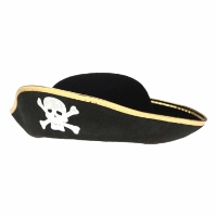 Carnaval verkleed Piraten hoed   voor kinderen   zwart   met skull