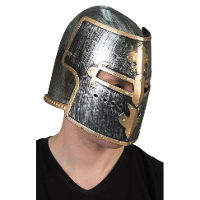 Carnaval verkleed Ridder helm   volwassenen   grijs met goud   kunststof