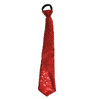 Carnaval verkleed stropdas met glitter pailletten   rood   polyester   heren/dames