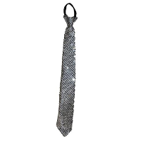 Carnaval verkleed stropdas met glitter pailletten   zilver   polyester   heren/dames