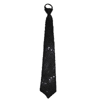 Carnaval verkleed stropdas met glitter pailletten   zwart   polyester   heren/dames