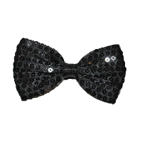 Carnaval verkleed vlinderstrikje met glitter pailletten   zwart   polyester   heren/dames