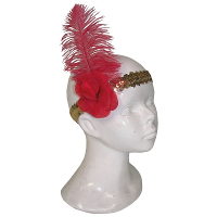 Charleston jaren 20 verkleed hoofdband   met rode veer   Carnaval accessoires   dames