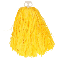Cheerballs/pompoms   1x   geel   met franjes en ring handgreep   28 cm