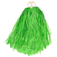 Cheerballs/pompoms   1x   groen   met franjes en ring handgreep   28 cm