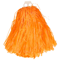 Cheerballs/pompoms   1x   oranje   met franjes en ring handgreep   28 cm