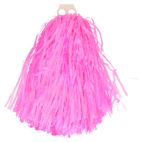 Cheerballs/pompoms   1x   roze   met franjes en ring handgreep   28 cm