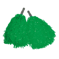 Cheerballs   set 2x   groen   pompoms   franjes en handgreep   25 cm