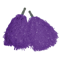 Cheerballs   set 2x   paars   pompoms   franjes en handgreep   25 cm