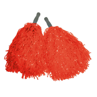 Cheerballs   set 2x   rood   pompoms   franjes en handgreep   25 cm