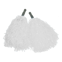 Cheerballs   set 2x   wit   pompoms   franjes en handgreep   25 cm