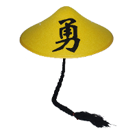 Chinese/Aziatische verkleed thema hoedje met vlecht   geel   Carnaval hoed