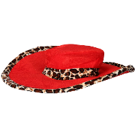 Chique verkleed pooier/pimp hoed   rood   luipaard details   voor volwassenen