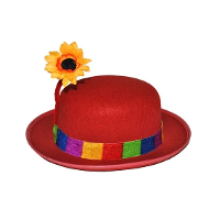 Funny Fashion Clowns carnaval verkleed hoedje   rood   met bloem   voor volwassenen