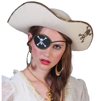Dames piratenhoed   met schedel   carnaval verkleed hoed   wit   kapitein