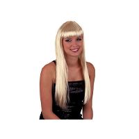 Funny Fashion damespruik   blond   met pony en lang stijl haar   carnaval