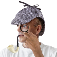 Detective verkleedset   vergrootglas/pijp/pet   voor volwassenen