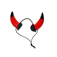 Duivel hoorns aan elastiek   rood/zwart   verkleed accessoires