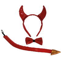Duivels verkleed setje   hoorntjes diadeem en staart/strik   rood   verkleed accessoires