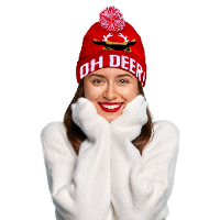 Foute kerstmuts   rood   Oh Deer!   Volwassenen   acryl   wintermuts