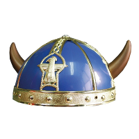 Gallier/vikingen verkleed helm met hoorns   blauw   Carnaval verkleed hoeden   volwassenen