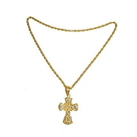 Gouden verkleed ketting met groot kruis   Monniken   priesters   nonnen   paus   bisschop   dominee