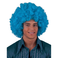 Funny Fashion grote afropruik   herenpruik   turquoise blauw   krullen   carnaval