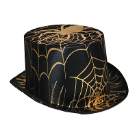 Funny Fashion Halloween thema hoge hoed   met gouden spinnenweb   zwart en goud