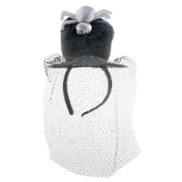Halloween thema mini hoedje op diadeem met sluier   one size   zwart   meisjes/dames