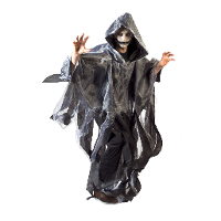 Funny Fashion Halloween verkleed cape/gewaad met kap   Spook/geest   Grijs   Voor volwassenen