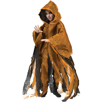 Funny Fashion Halloween verkleed cape/gewaad met kap   Spook/geest   Oranje   Voor kinderen