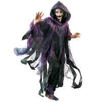 Funny Fashion Halloween verkleed cape/gewaad met kap   Spook/geest   Paars   Voor volwassenen