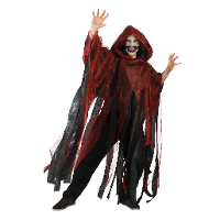 Funny Fashion Halloween verkleed cape/gewaad met kap   Spook/geest   Rood   Voor volwassenen
