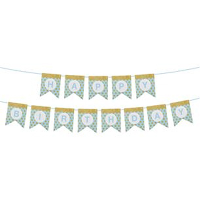 Happy Birthday thema feestslinger   verjaardag   blauw/goud   300 cm   papier