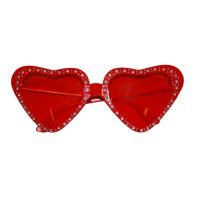 Funny Fashion hartjes zonnebril   rood   met glitters   14 x 5 cm   dames   valentijnsdag   liefde