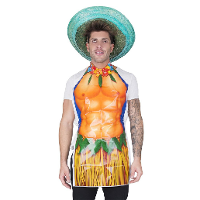 Hawaii thema verkleedkleding schort   gespierde man   one size   BBQ   Tuinfeest
