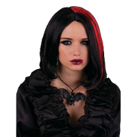 Funny Fashion Heksen/Vampier pruik kort haar   zwart/rood   dames   Halloween
