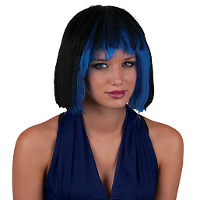 Funny Fashion Heksenpruik kort haar   zwart/blauw   dames   Halloween