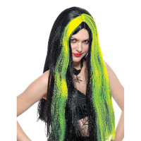 Funny Fashion Heksenpruik lang haar   zwart/groen   dames   Halloween