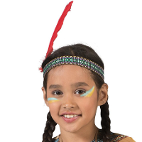 Indianenband   met veer   54 cm   polyester   wilde westen   verkleedartikelen   kinderen