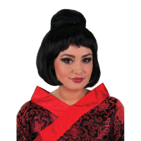 Japanse stijl pruik met zwart haar